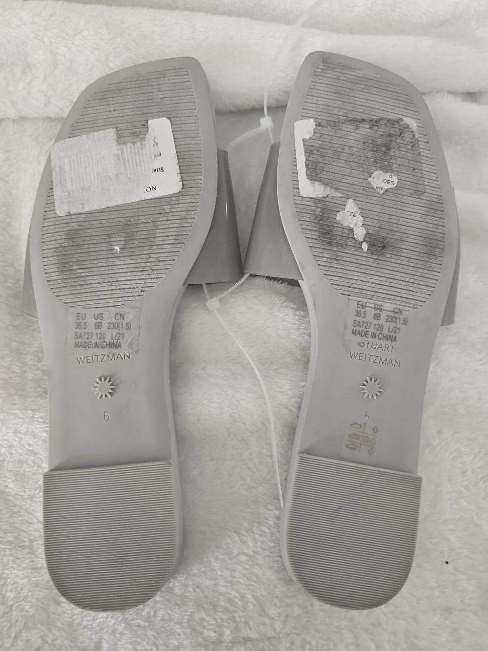 Stuart Weitzman Gray Slide Sandals Size 6 No Box - Picture 3 of 3